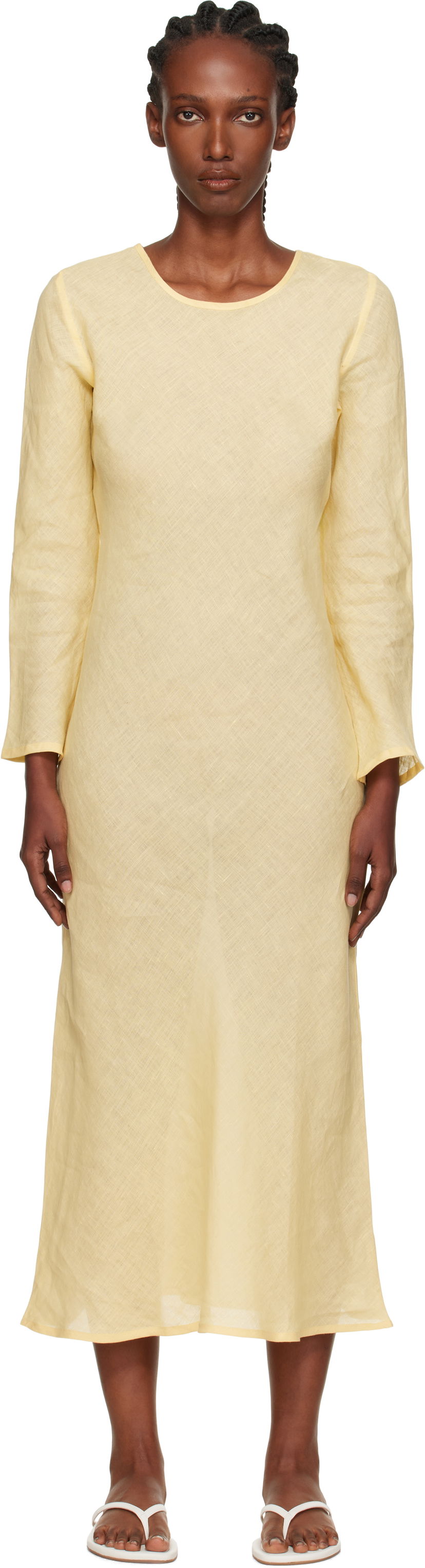 Kjole Baserange Baserange Dydine Long Sleeve Maxi Dress Gul | DRDYL-FL-AU25