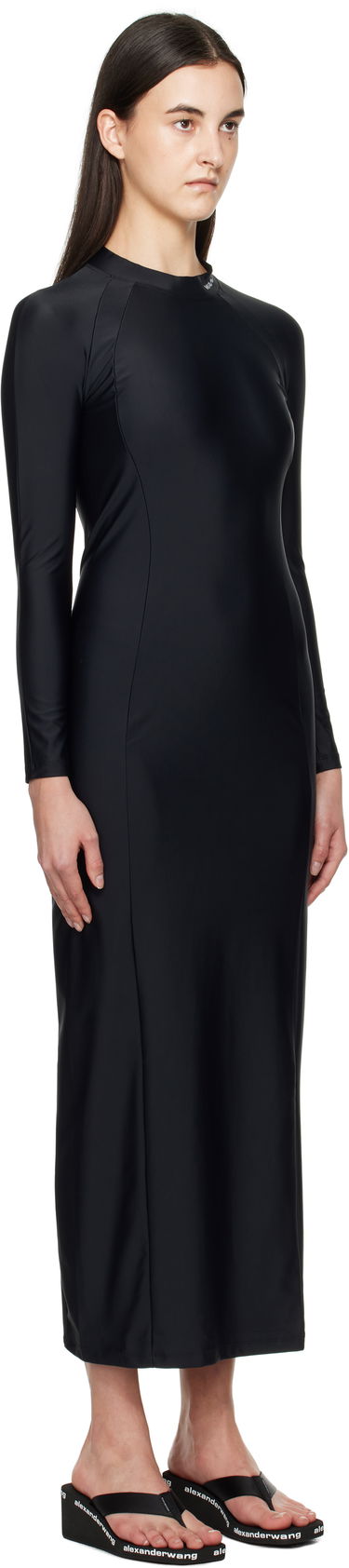 Kjole Alexander Wang Alexander Wang Rashguard Long Sleeve Maxi Dress Sort | 4CC1256293, 1