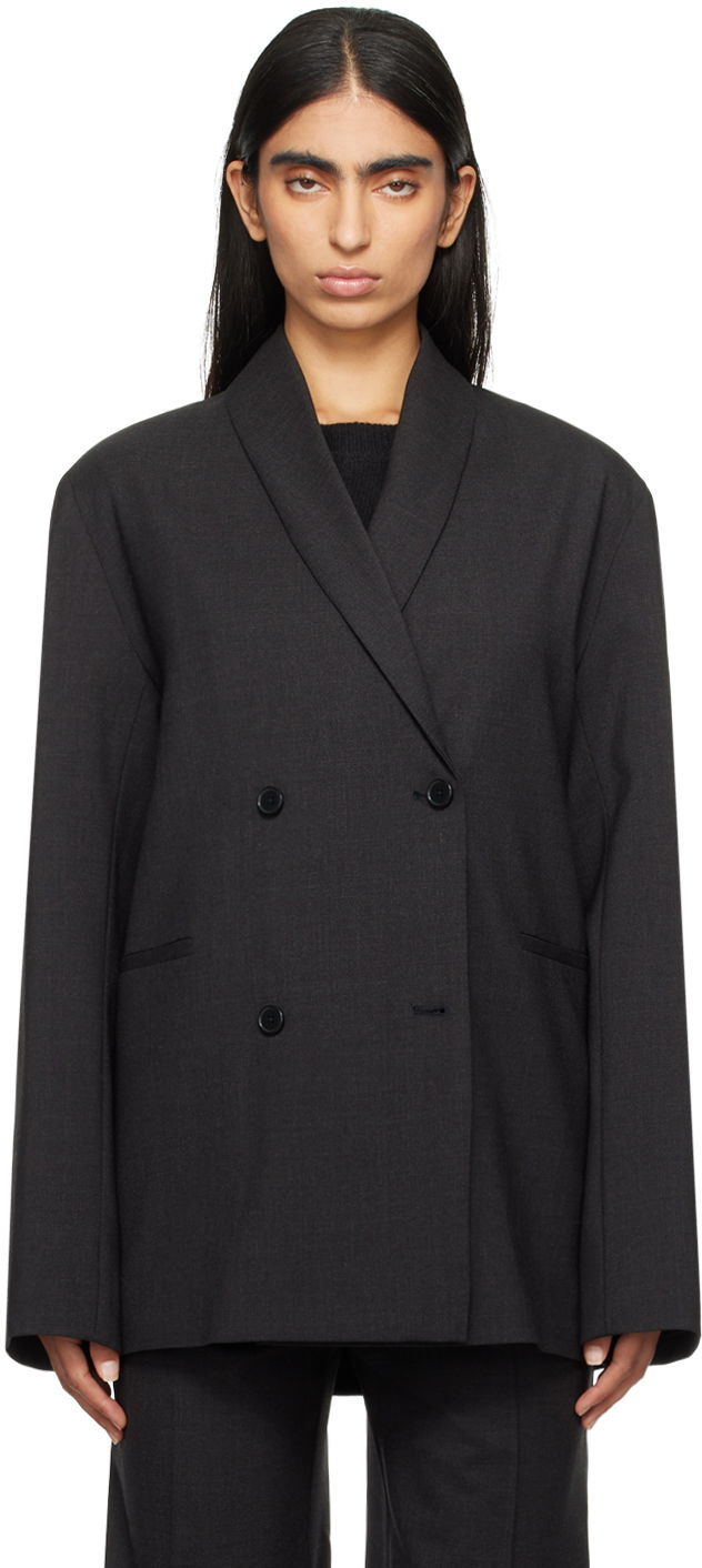 Jakke Loulou de Saison Loulou de Saison Sancia Double-Breasted Blazer Sort | SANCIA