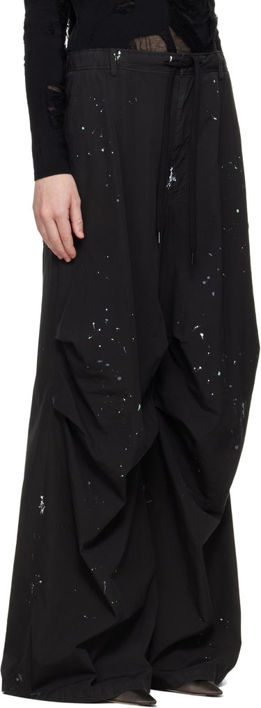 Cargo bukser Maison Margiela MM6 Maison Margiela Light Cotton Poplin Wide Leg Trousers with Paint Splatter Sort | S62KB0240 M35458, 1