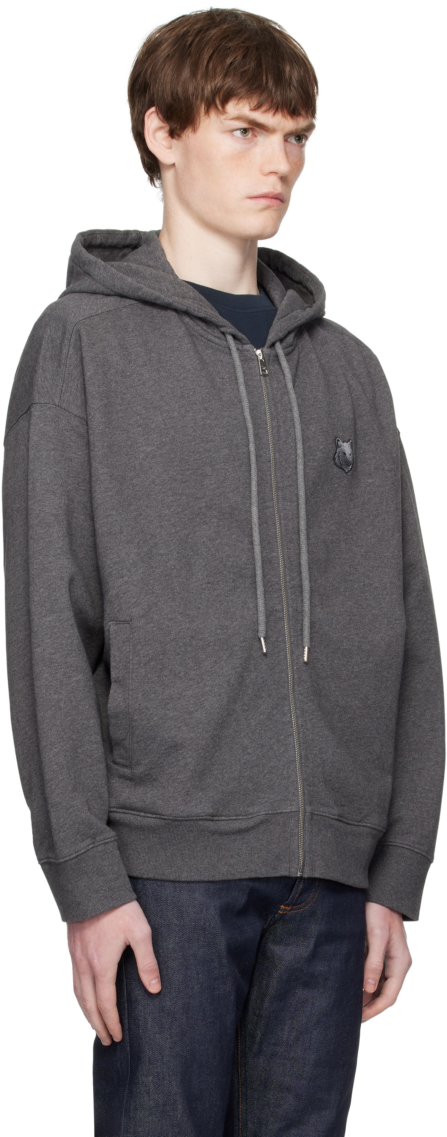 Sweatshirt MAISON KITSUNÉ Kitsuné Fox Head Patch Oversize Fullzip Hoodie Grå | PM02138KM0340, 1