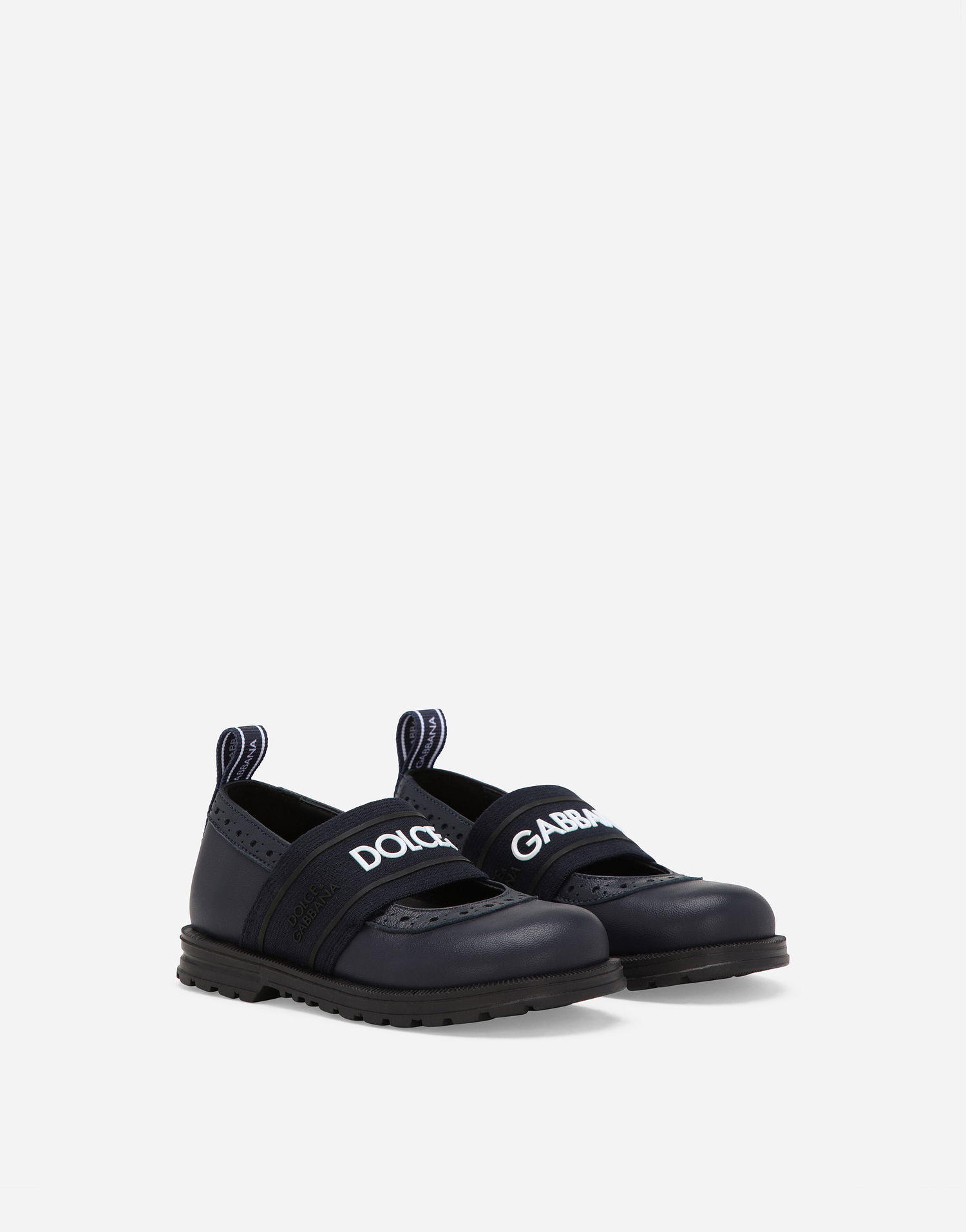 Sneakers og sko Dolce & Gabbana Calfskin Nappa Branded Elastic Ballet Flats Mørkeblå | D20088AW0878V655, 1