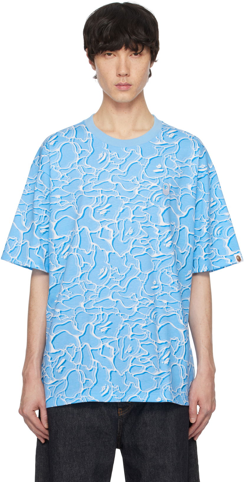T-shirt BAPE ABC Sea Surface Camo Relaxed Fit T-Shirt Blå | 001CSK701002F