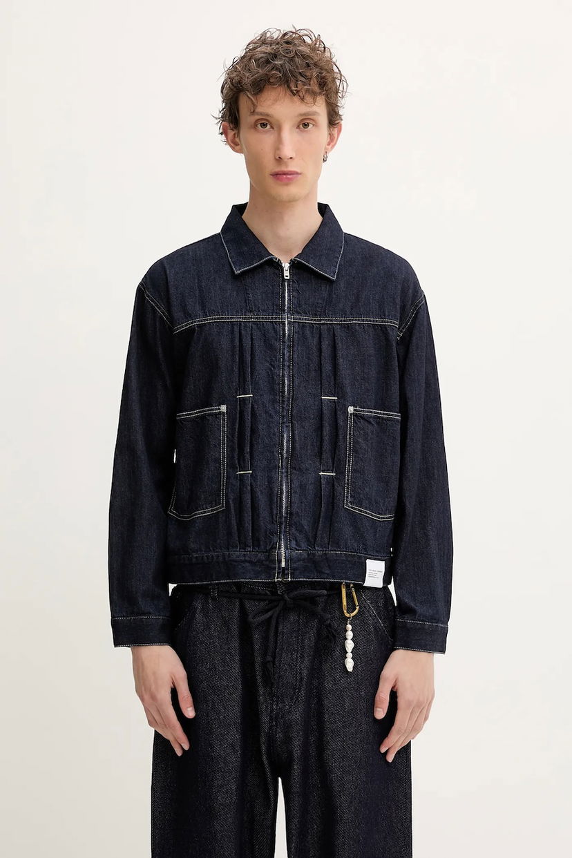 Jakke Neighborhood NEIGHBORHOOD Washed LW Denim Zip Jacket Mørkeblå | 251SPNH.JKM01