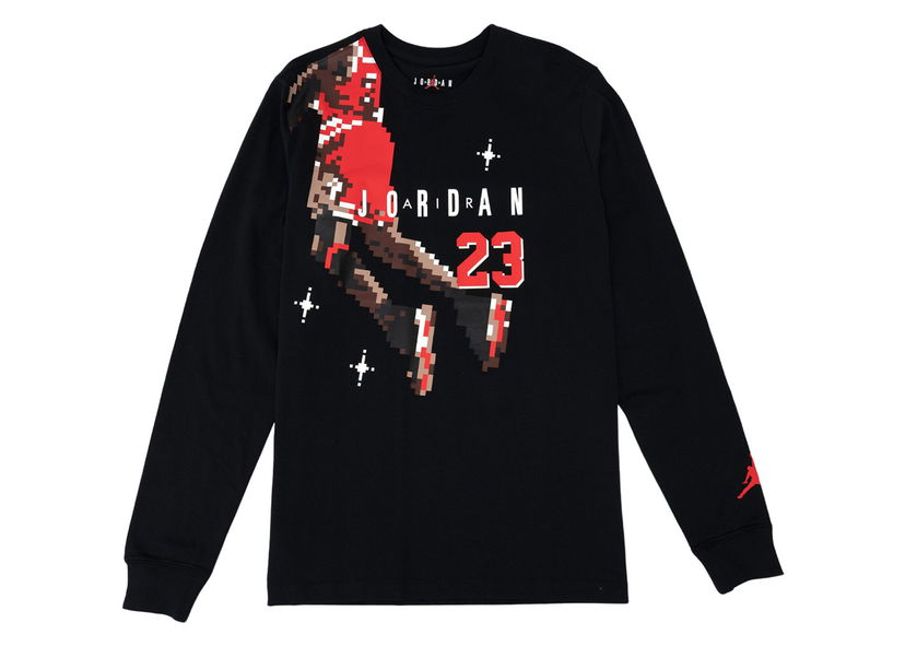 T-shirt Jordan Jordan Slam Dunk Contest Holiday Long Sleeve Pixel Tee Black/Chile Red Sort | DC9793-010