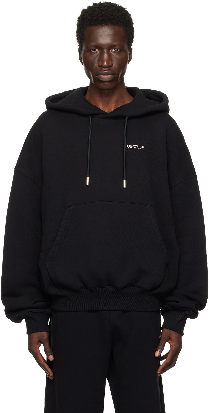 Sweatshirt Off-White Oversized Hoodie With Logo Print Sort | OMBB118F24FLE0031030