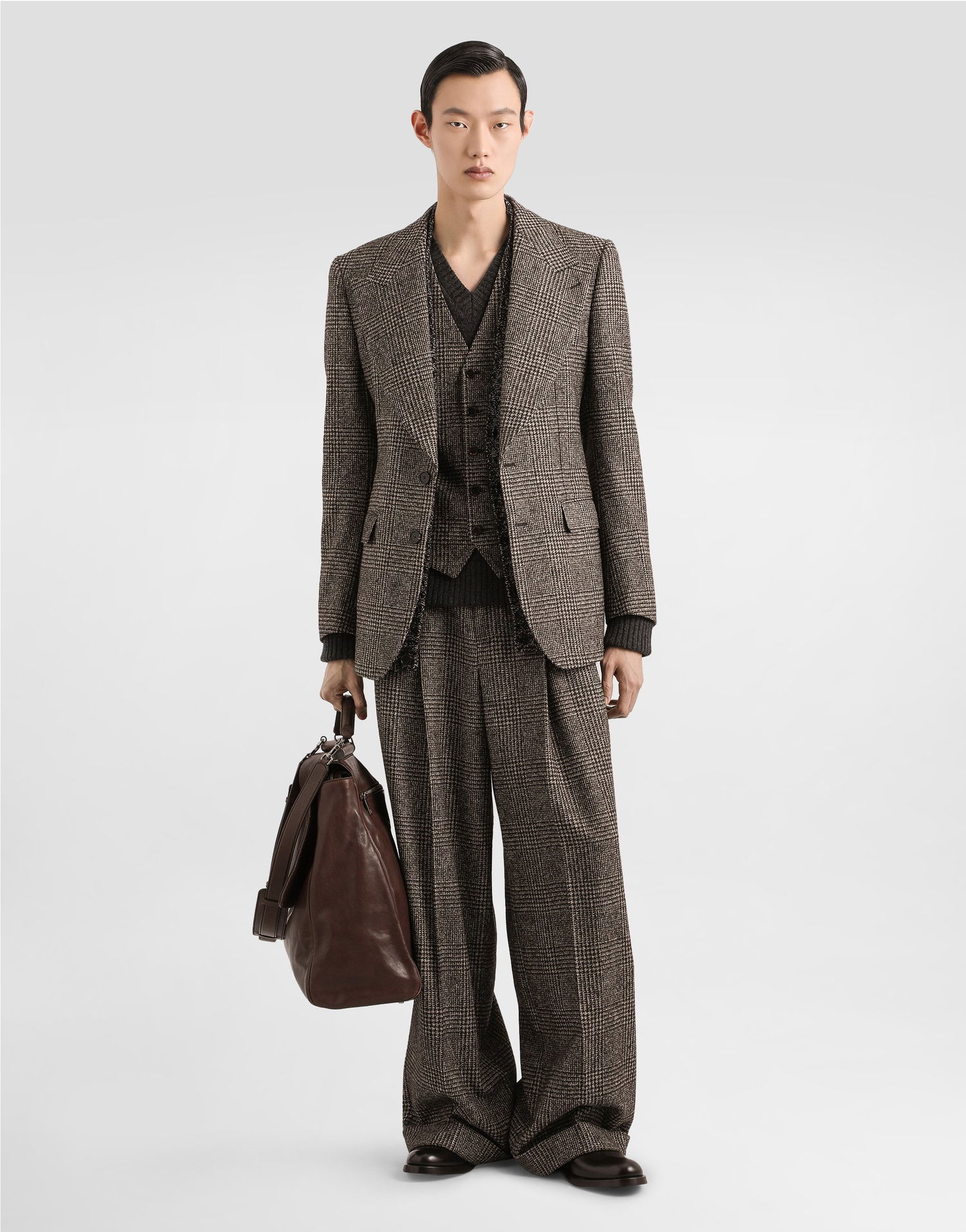Jakke Dolce & Gabbana Dolce & Gabbana Glen Plaid Single-Breasted Jacket 52 Brun | G2VT5TFQMKDS8101, 1