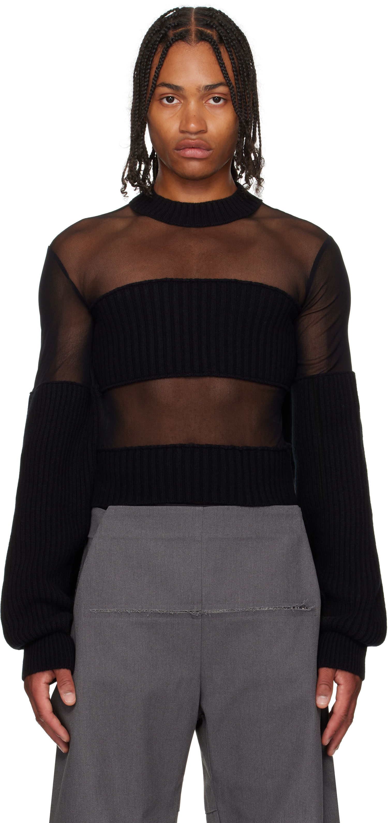 T-shirts og tank tops Jean Paul Gaultier Jean Paul Gaultier Mesh Cut Out Detail Top Sort | 25/03-W-PO016-K002-00, 0