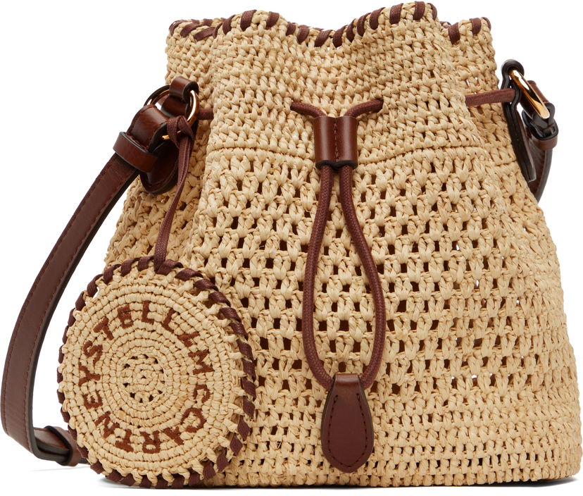 Håndtaske Stella McCartney Stella McCartney Falabella Raffia Crochet Bucket Bag Beige | 7B0153WP0376