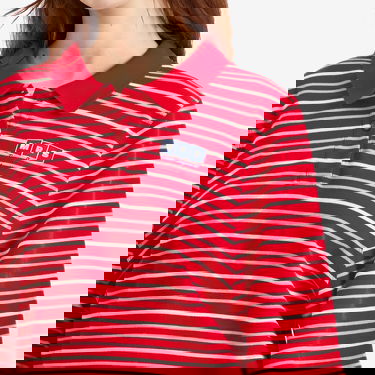 Polo skjorte Martine Rose Martine Rose Striped Cropped Polo T-Shirt, Size Large Rød | 659JE02104O-REDWHT, 5