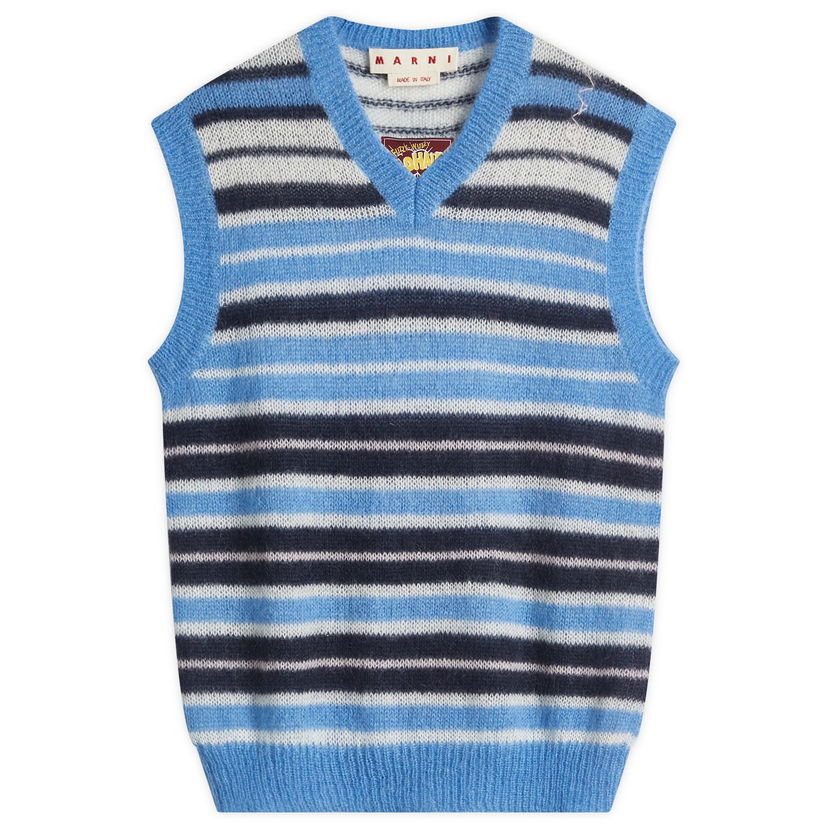 Sweater Marni Marni Stripe Mohair Vest Blå | CVMG0136Q0-UFU178-STB26