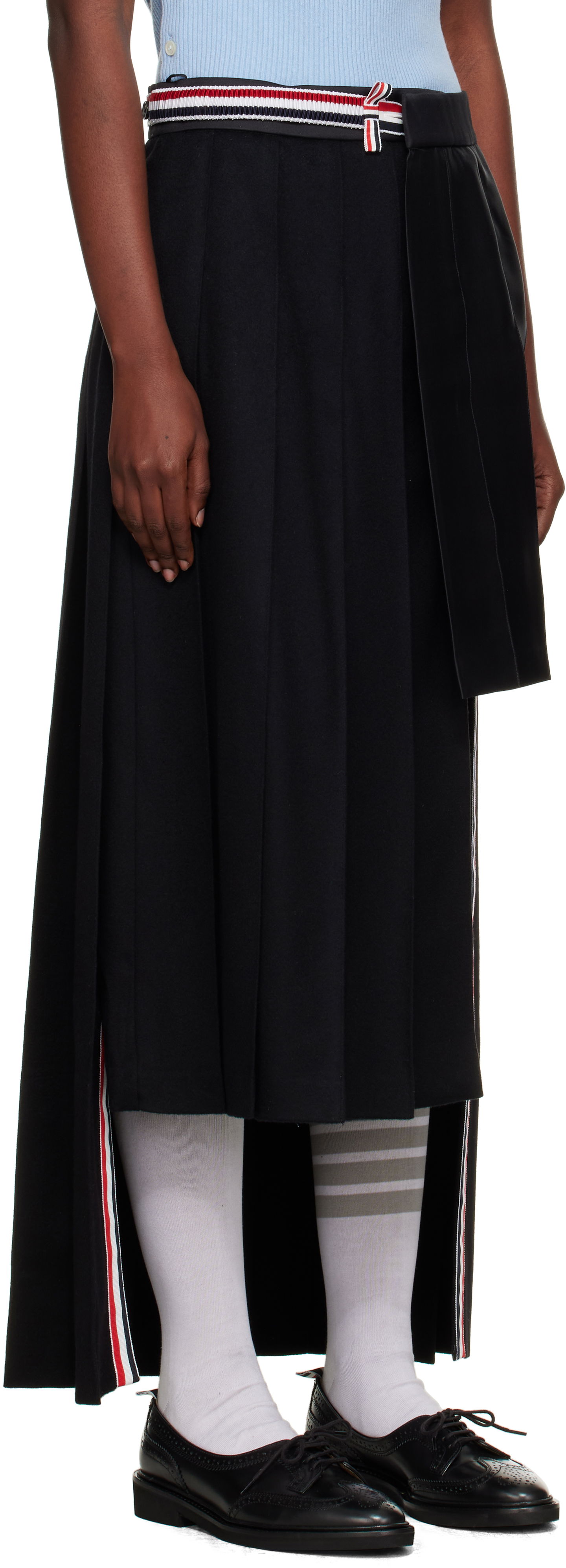 Nederdel Thom Browne Wrap Pleated Midi Skirt Sort | FGCA33C-07962, 1