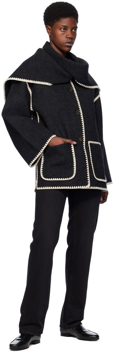 Tørklæde TOTEME Embroidered Wool-Blend Cape Sort | 221-117-709, 3
