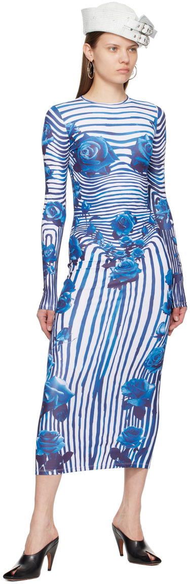 Kjole Jean Paul Gaultier Flower Morphing Maxi Dress Blå | 24/25-F-RO166-J551-015951, 3