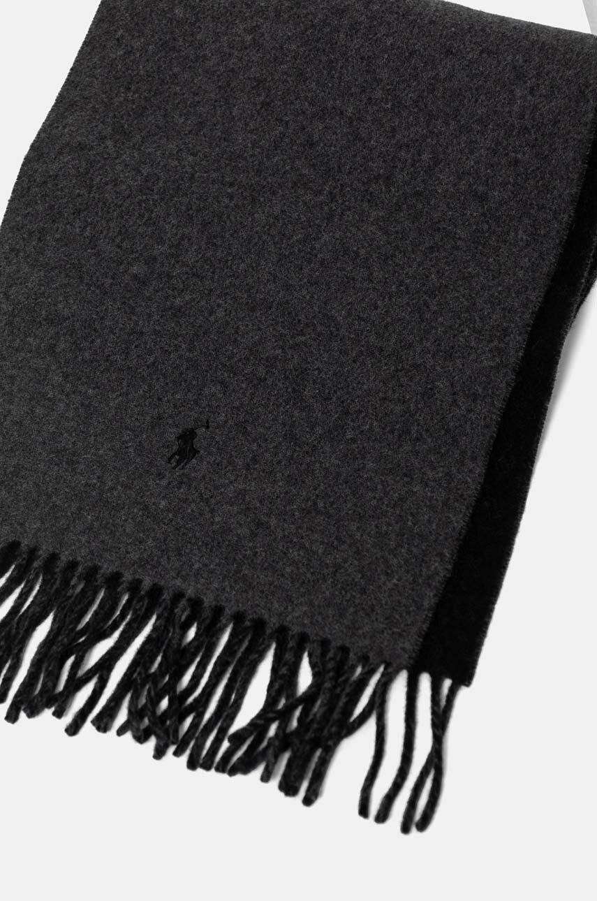 Tørklæde Polo by Ralph Lauren Wool Scarf With Tassels Grå | 455954371, 1