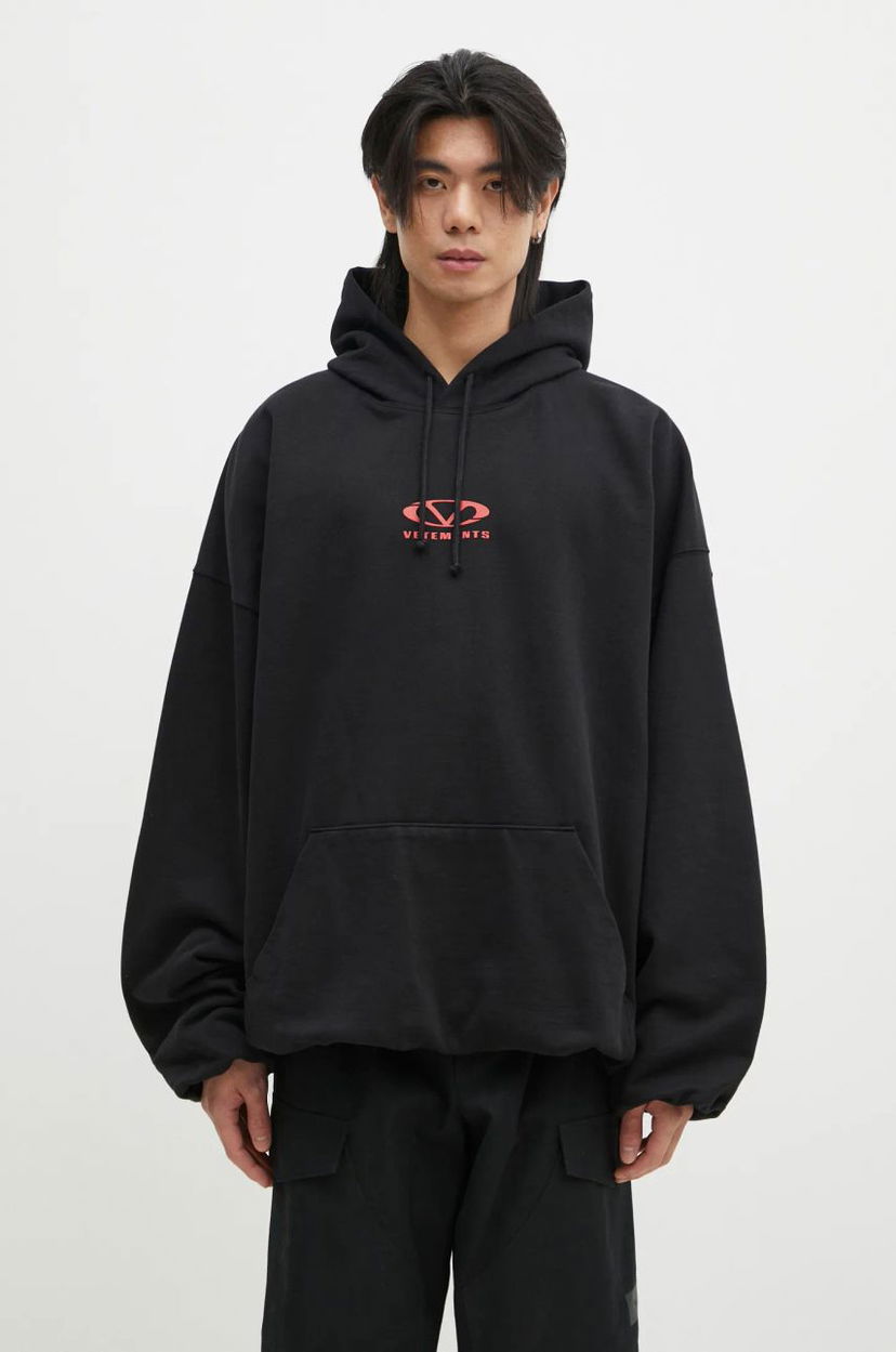 Sweatshirt VETEMENTS Oval Logo Cropped Boxy Hoodie Sort | UA66HD600BR