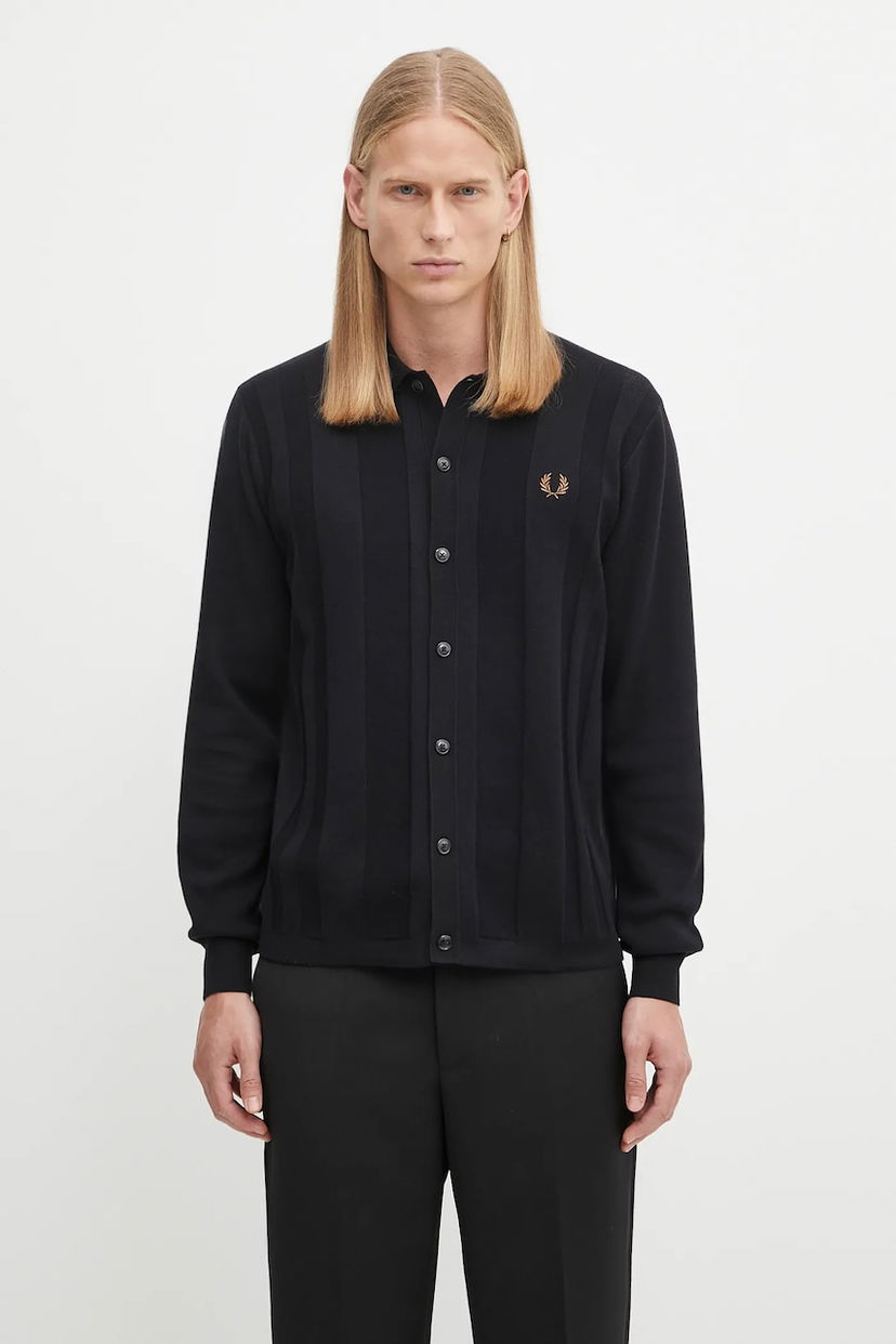 Sweater Fred Perry Fred Perry Textured Cardigan Sort | K9726