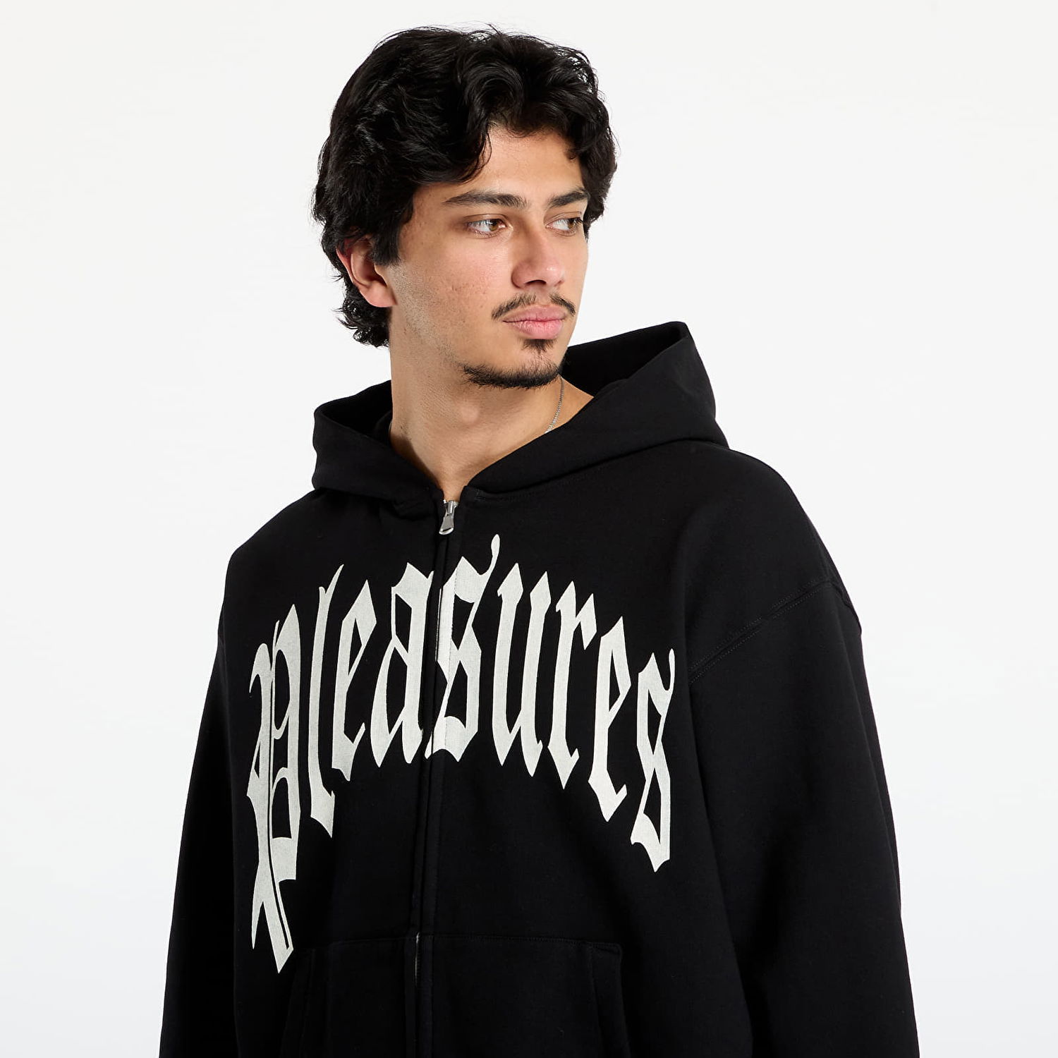 Sweatshirt Pleasures Twitch Zip Hoodie Sort | P25F026-BLACK, 1