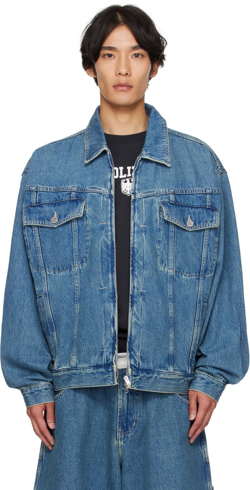 Jakke VETEMENTS Hip-Hop Denim Jacket Blå | UH76DJ250VB