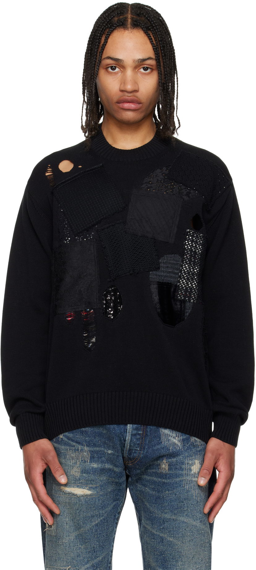 Sweater Junya Watanabe Junya Watanabe Patchwork Knit Sweater Sort | WO-N006-051