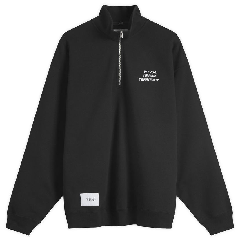 Sweatshirt WTAPS Embroidered Half Zip Sweatshirt Sort | 242ATDT-CSM20-BLK