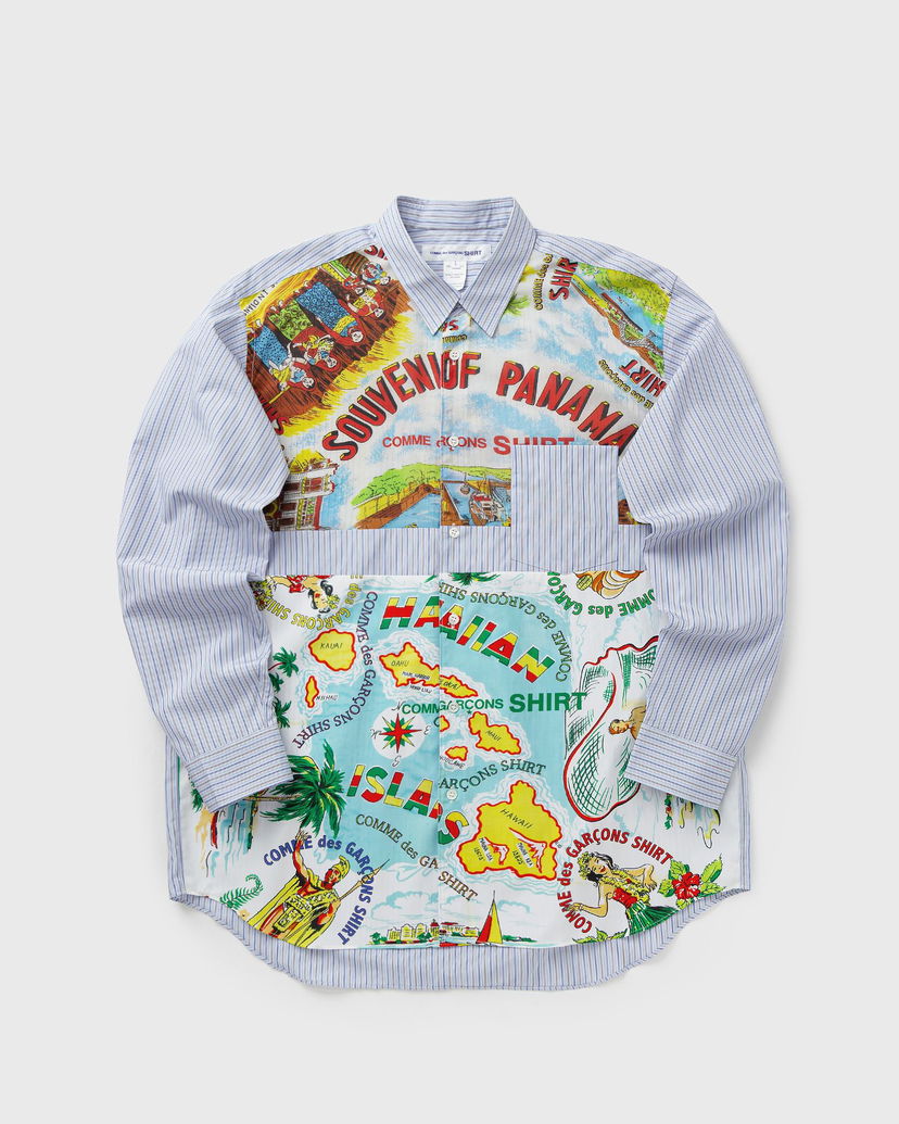 Skjorte Comme des Garçons Pinstripe Patchwork Souvenir Print Woven Shirt Flerfarvet | FP-B059-W25-1