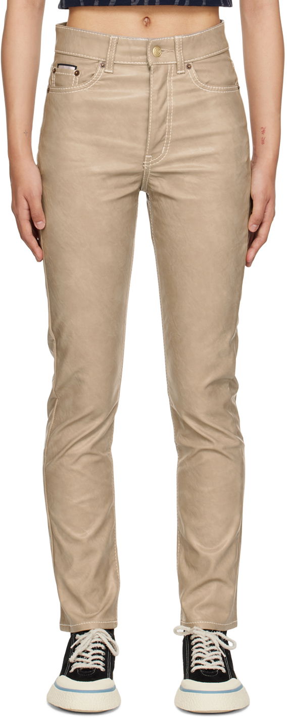 Bukser Eytys Eytys Solstice Faux-Leather Jeans Beige | A036007, 0