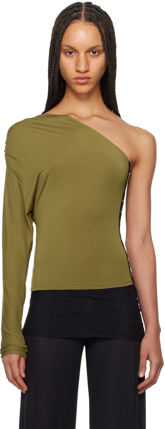 Tanktop Miaou Miaou Katia One-Shoulder Long Sleeve Top Grøn | 7095TJBCED