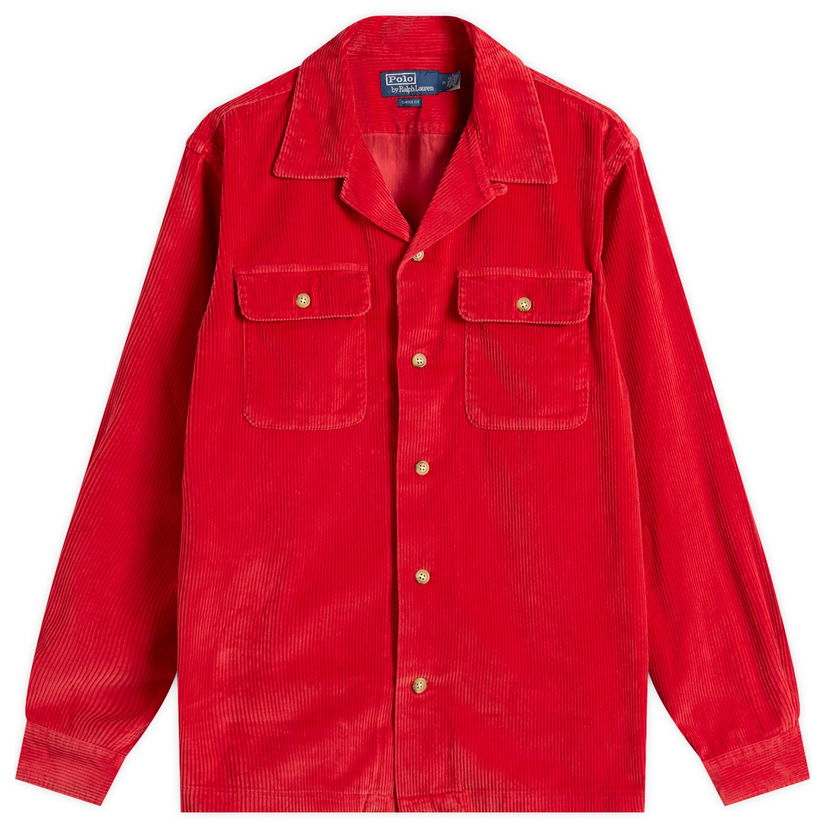Skjorte Polo by Ralph Lauren Ralph Lauren Corduroy Overshirt, Size Large Rød | 710981753004-Red