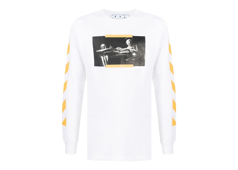 T-shirt Off-White Saint Jerome Writing Print Longsleeve T-Shirt Hvid | OMAB001F21JER0040184