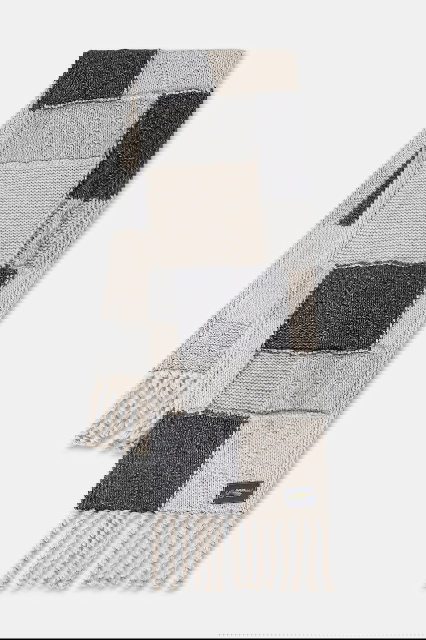 Tørklæde GANNI Knitted Wool Cotton Bubble Patchwork Scarf Flerfarvet | A6662, 0