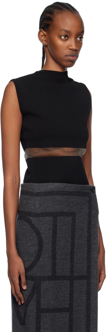 Kjole TOTEME TOTEME High-Neck Mesh-Paneled Top Sort | 241-WRT1068-YA0028, 1