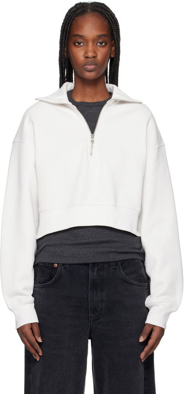 Sweatshirt AGOLDE AGOLDE Bethan Cropped Quarter Zip Sweatshirt Hvid | A7349-1697, 0
