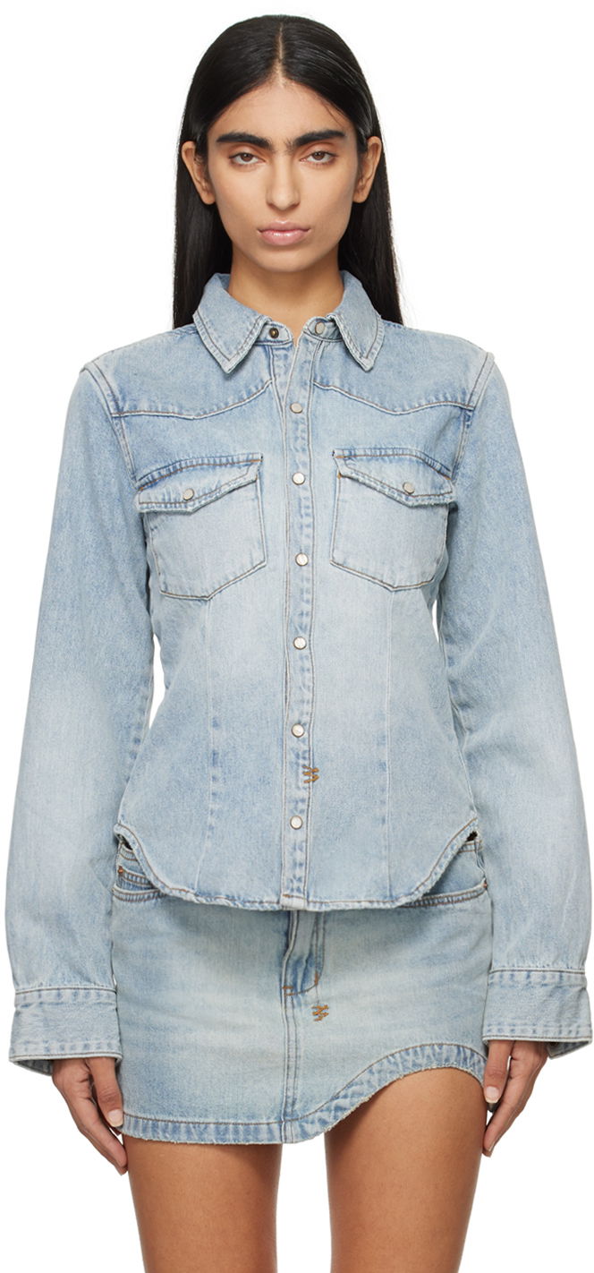 Skjorte Ksubi Long Sleeve Denim Shirt Blå | WEX24SH002