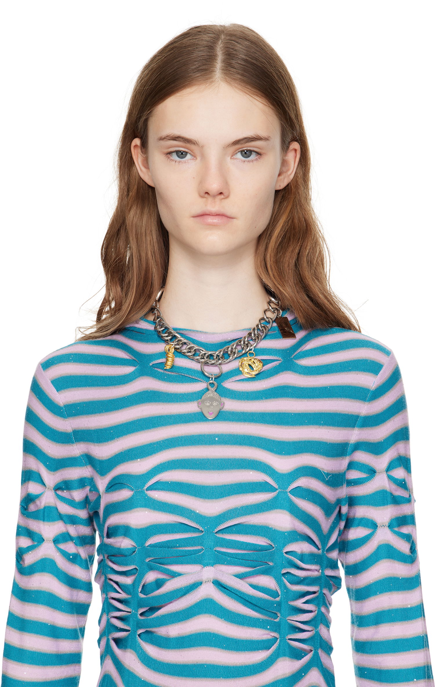 Halskæde Chopova Lowena Chopova Lowena Triple Curl Charm Necklace Metalisk | 6587, 1