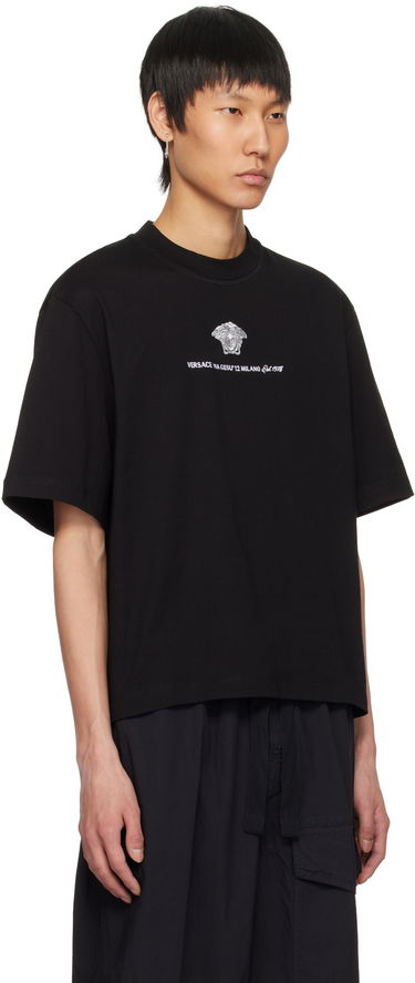 T-shirt Versace Versace Embroidered Medusa Milano T-Shirt Hvid | 1015738_1A11054, 4