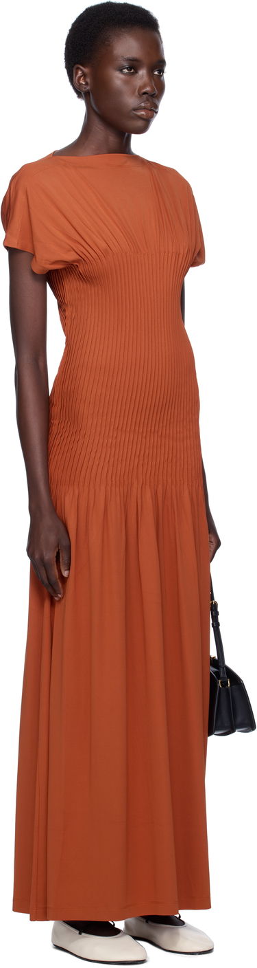 Kjole TOTEME TOTEME Knife-Pleated Jersey Maxi Dress Orange | 253-WRD0202-FB0162, 1