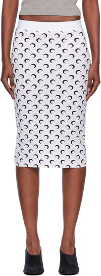 Marine Serre Moon Printed Jersey Knee Length Midi Skirt