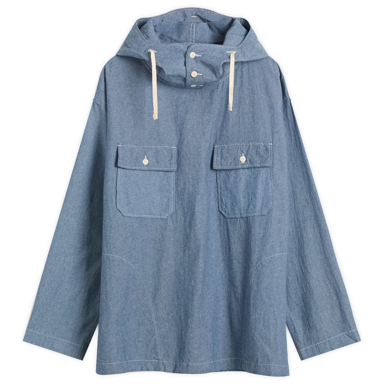 Skjorte Engineered Garments Engineered Garments Chambray Cagoule Shirt, Size Small Blå | 25F1A010-RK025, 1
