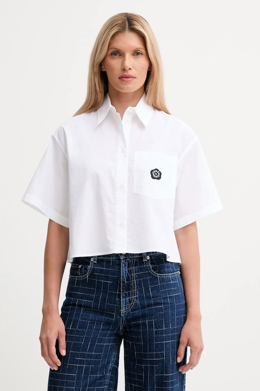Skjorte KENZO Kenzo Relaxed Cropped Shirt Hvid | FF62CH2469LH