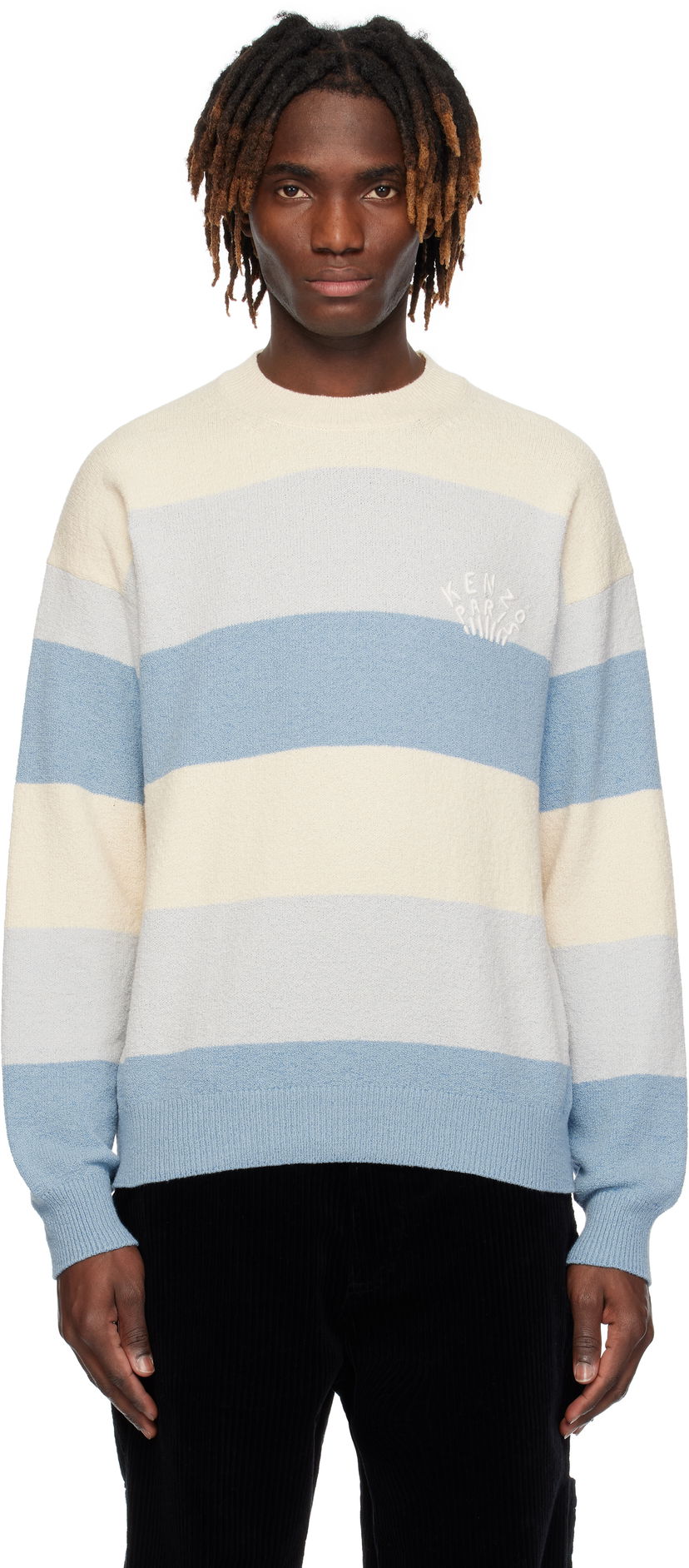 Sweater KENZO Kenzo Paris Embroidered Striped Sweater Blå | FF55PU7063CC
