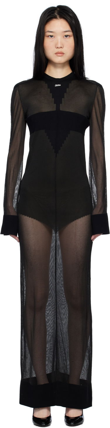 Kjole Jean Paul Gaultier Gaultier Logo Knit Maxi Dress Sort | 25/33-F-RO311-M083-00, 0
