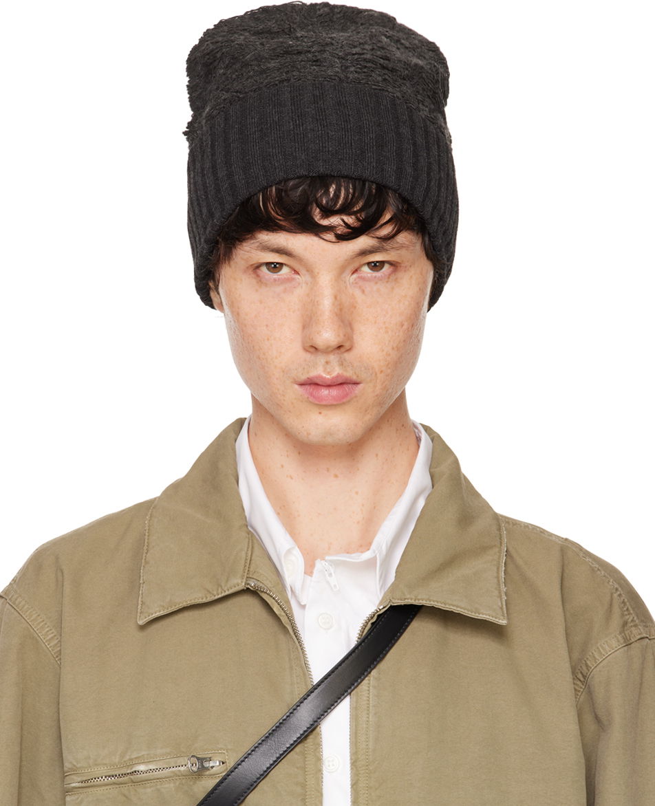 Beanie Maison Margiela MM6 Gray Acrylic & Virgin Wool Beanie Sort | S52TB0005 M13045, 0