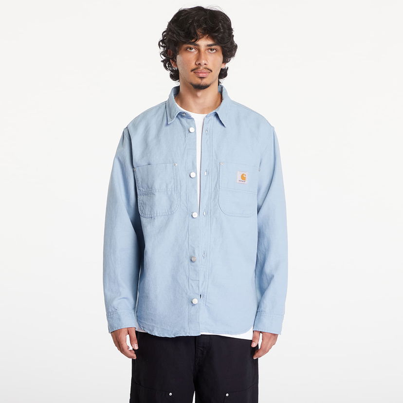 Jakke Carhartt WIP Walter Shirt Jacket UNISEX Misty Sky Rinsed Blå | I033578.0W902