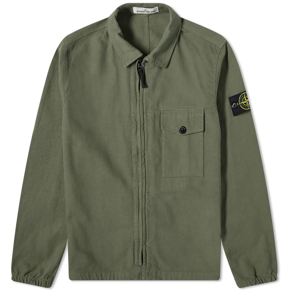 Skjorte Stone Island Garment Dyed Zip Shirt Overshirt Grøn | 751510704-V0055, 0