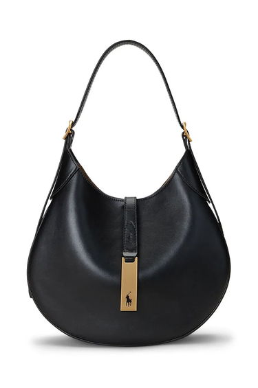 Håndtaske Polo by Ralph Lauren Leather Hobo Bag Sort | 428944017, 0