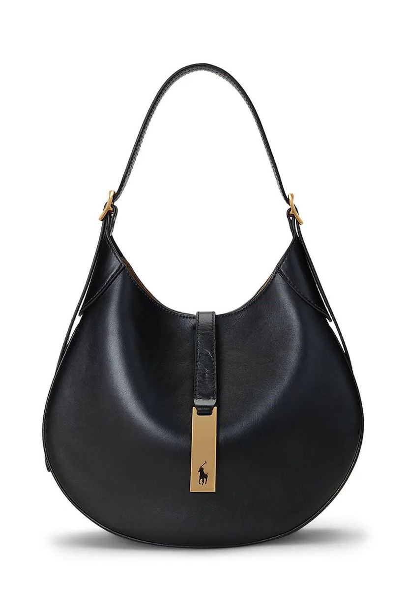 Håndtaske Polo by Ralph Lauren Leather Hobo Bag Sort | 428944017