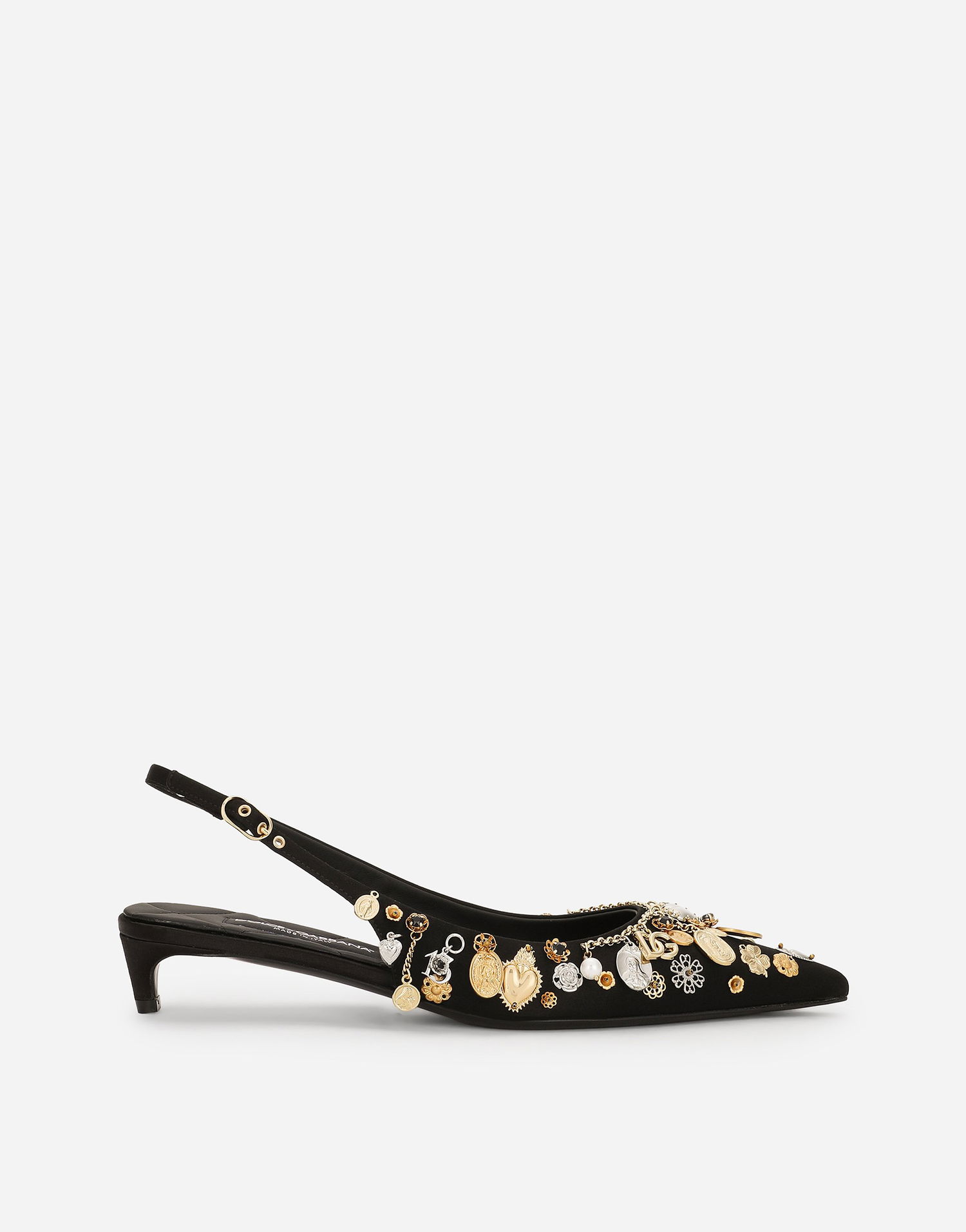 Tilbehør Dolce & Gabbana Dolce & Gabbana Satin Embroidered Slingbacks Sort | CG0801AW1158M691, 0
