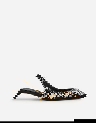Tilbehør Dolce & Gabbana Dolce & Gabbana Satin Embroidered Slingbacks Sort | CG0801AW1158M691, 0