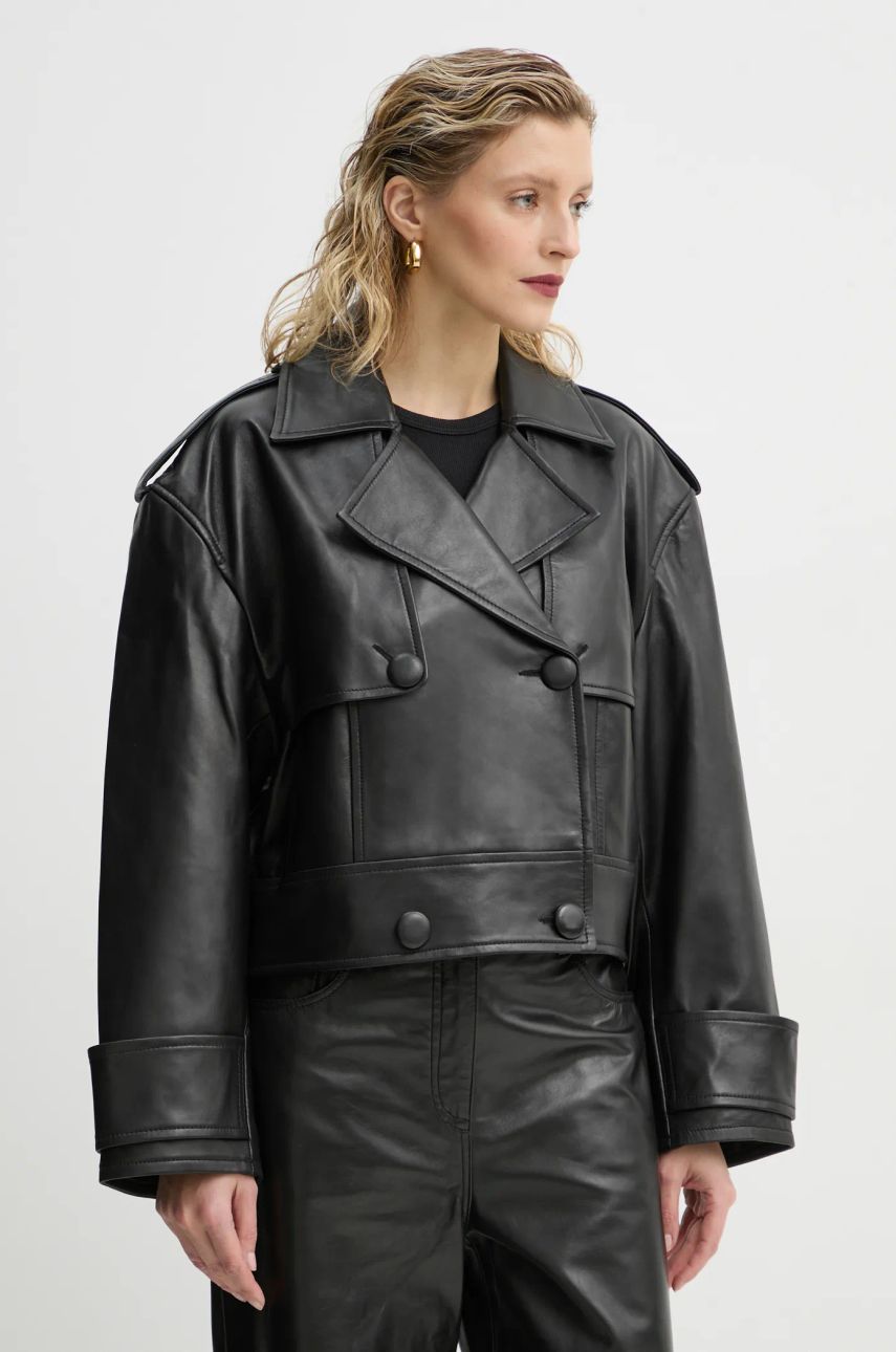 Trenchcoat STAND STUDIO Stand Studio Bloom Cropped Leather Jacket Sort | 66387.7010, 0